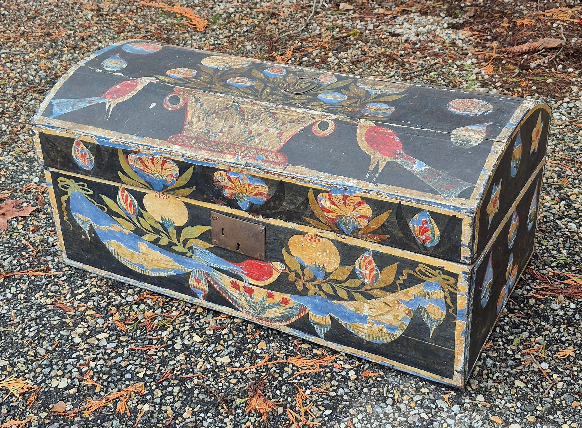 Early 19th Century Polychrome Decorated Dome-Top Box.