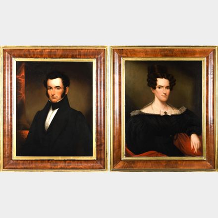 Pair of early 19th C American oils on board